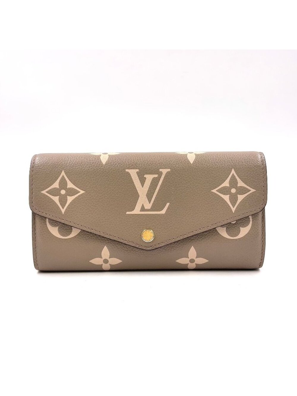 Louis Vuitton Portefeuille Sarah Monogram Empreinte Enabled Leather Gray Beige